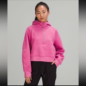 Brand New Lululemon Scuba Oversized Crop Half-Zip Hoodie - M/L in Pink Blossom